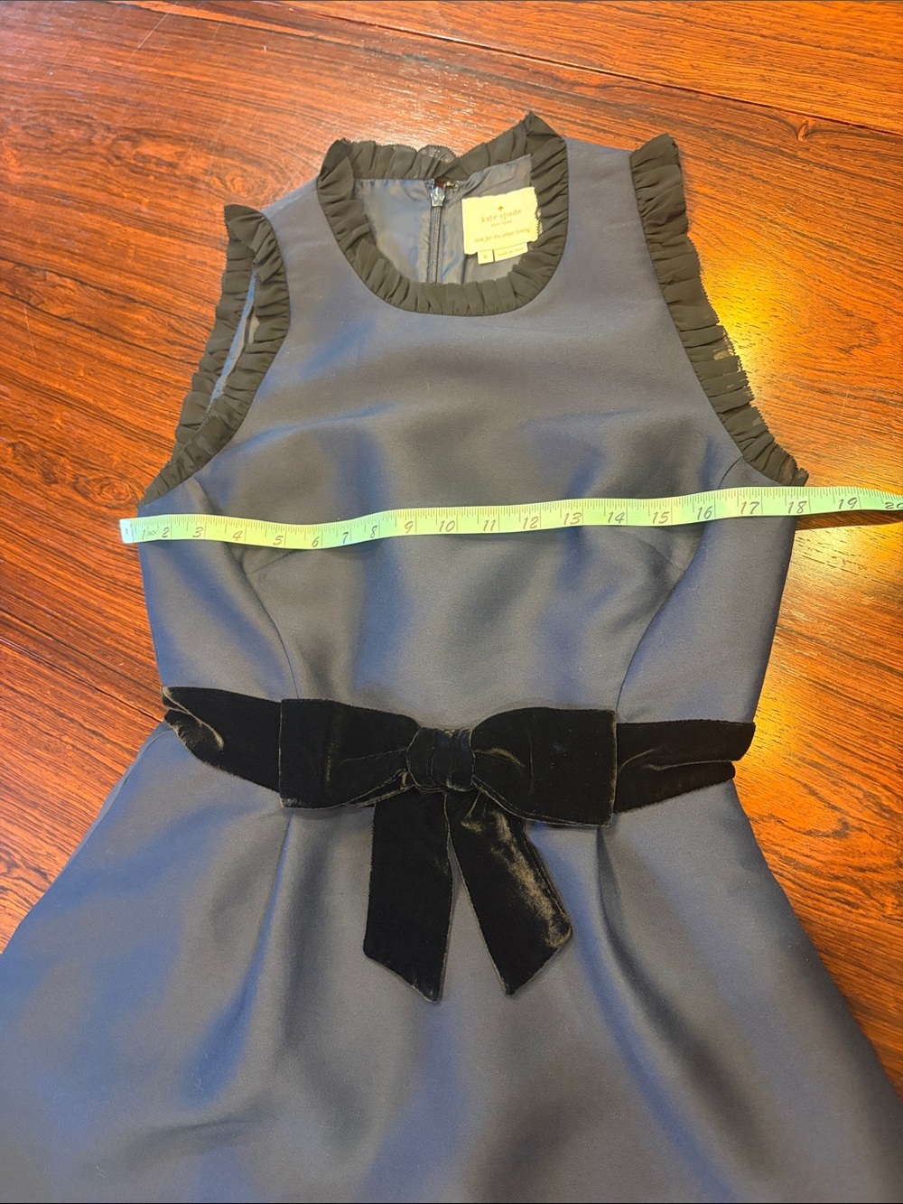 Navy Fit-and-Flare Dress with Velvet Bow Kate Spade - Picture 8 of 9